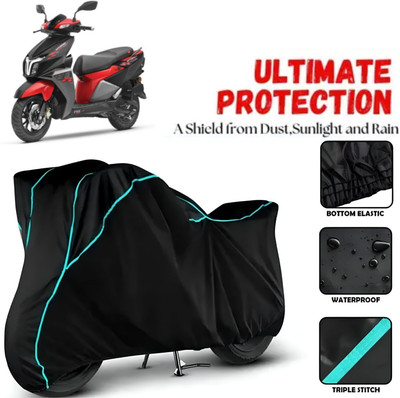 OliverX Waterproof Two Wheeler Cover for TVS(NTORQ, Black, Blue)