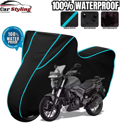 Car Styling Waterproof Two Wheeler Cover for Bajaj(Dominar 250, Black, Blue)