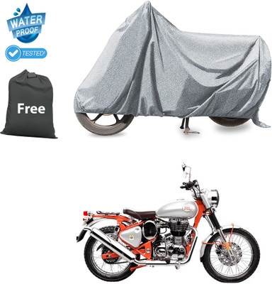 CODOKI Waterproof Two Wheeler Cover for Royal Enfield(Bullet Trials 500, Silver)