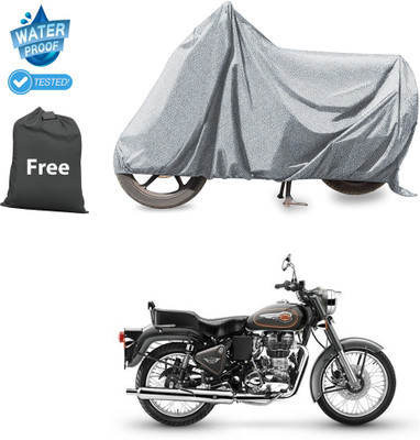 PAGORA Waterproof Two Wheeler Cover for Royal Enfield(Bullet 500, Silver)