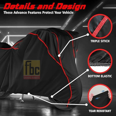 FBC Waterproof Two Wheeler Cover for Hero(Splendor, Black, Red)