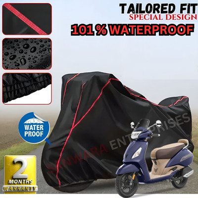 OliverX Waterproof Two Wheeler Cover for TVS(Jupiter, Black, Red)