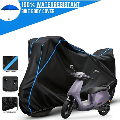 OliverX Waterproof Two Wheeler Cover for Ola(Scooty, Black, Blue)