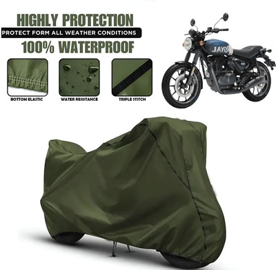 OliverX Waterproof Two Wheeler Cover for Royal Enfield(Hunter 350, Green, Black)