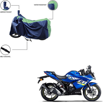 Furnish Flow Two Wheeler Cover for Suzuki(Gixxer SF, Green, Blue)
