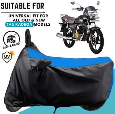 MADAFIYA Waterproof Two Wheeler Cover for TVS(Radeon, Black, Blue)