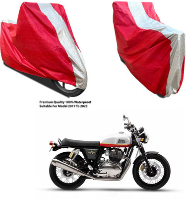 AutoGalaxy Waterproof Two Wheeler Cover for Royal Enfield(Interceptor 650, Silver, Red)