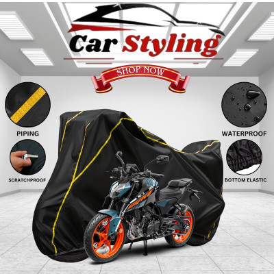 Car Styling Waterproof Two Wheeler Cover for KTM(125 Duke BS6, Black, Yellow)
