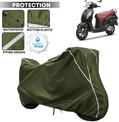 kerwa Waterproof Two Wheeler Cover for Suzuki(New Access 125, Green, White)