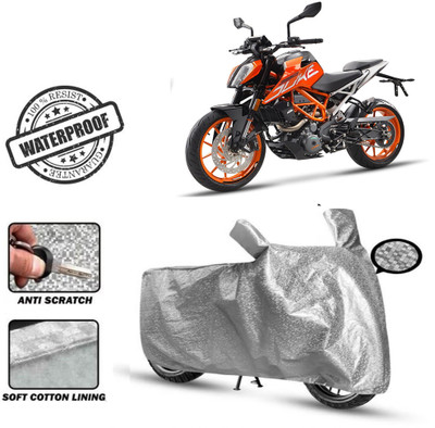 Autoinnovation Waterproof Two Wheeler Cover for KTM(390 Duke, Silver)