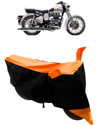 Varnwal E Commerce Waterproof Two Wheeler Cover for Royal Enfield(Classic 350, Orange, Black)