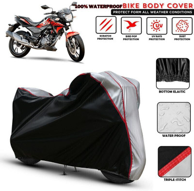 Shiv Kanha Waterproof Two Wheeler Cover for Hero(CBZ Extreme, Black, Silver)