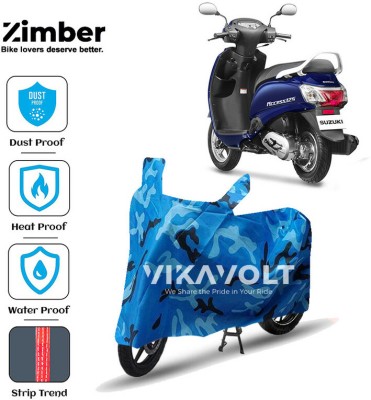 ZIMBER Waterproof Two Wheeler Cover for Suzuki(Access 125, Blue)