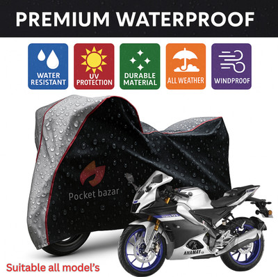 pocket bazar Waterproof Two Wheeler Cover for Yamaha(R15, Black, Silver)