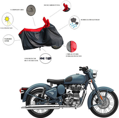 RiderShine Two Wheeler Cover for Royal Enfield(Squadron Blue, Black, Red)