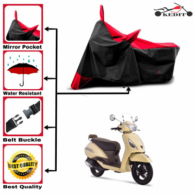 KEDIT Two Wheeler Cover for TVS(Jupiter classic, Red, Black)