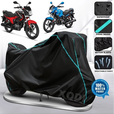 AutoGalaxy Waterproof Two Wheeler Cover for Hero(Glamour, Black, Blue, Multicolor)