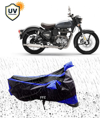 FFZ Waterproof Two Wheeler Cover for Royal Enfield(Bullet 500, Black, Blue)