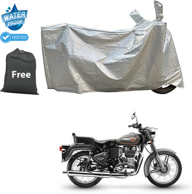 CODOKI Waterproof Two Wheeler Cover for Royal Enfield(Bullet 500, Silver)