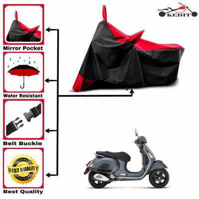 KEDIT Two Wheeler Cover for Vespa(Notte 125 BS6, Red, Black)
