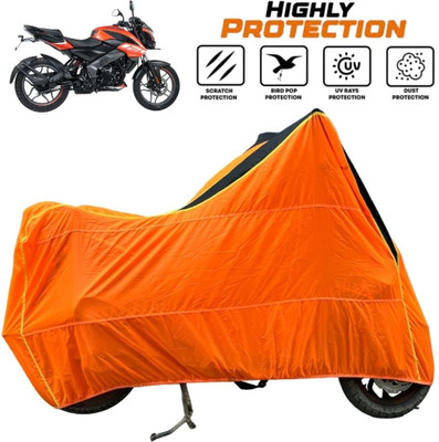 ZAQE Waterproof Two Wheeler Cover for Bajaj(Pulsar NS125 BS6, Black, Orange)