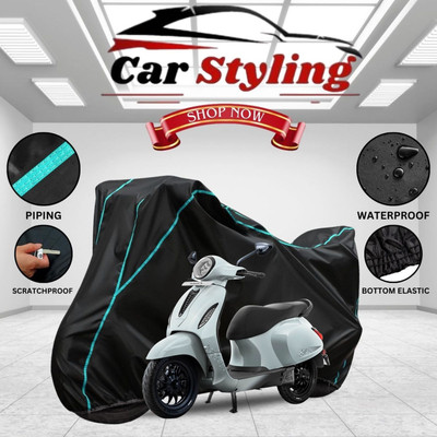 Car Styling Waterproof Two Wheeler Cover for Bajaj(Chetak, Black, Yellow)