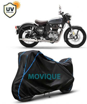 MOVIQUE Waterproof Two Wheeler Cover for Royal Enfield(Classic 350, Black, Blue)