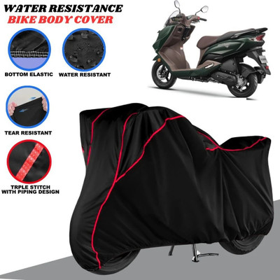 Starlink Waterproof Two Wheeler Cover for Universal For Bike(Burgman Electric, Black, Red)