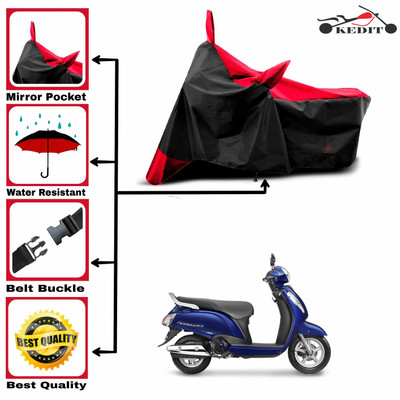 KEDIT Two Wheeler Cover for Suzuki(Access SE, Red, Black)