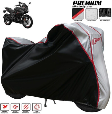 xodi Waterproof Two Wheeler Cover for Bajaj(Pulsar 250 BS6, Silver, Black)