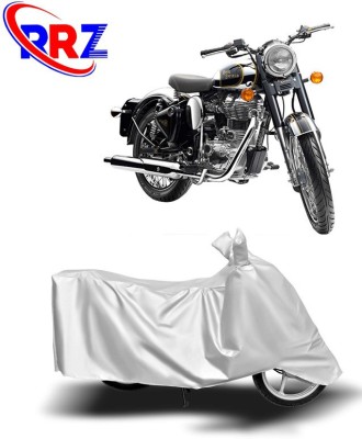 RRZ Waterproof Two Wheeler Cover for Royal Enfield(Classic Chrome, White)
