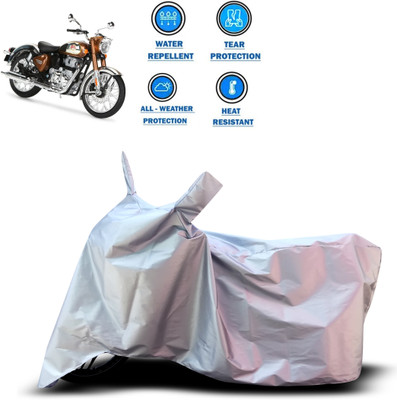 CODOKI Waterproof Two Wheeler Cover for Royal Enfield(Classic Chrome, Silver)