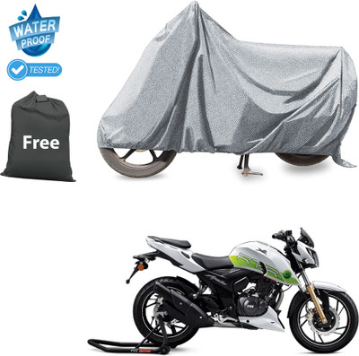 PAGORA Waterproof Two Wheeler Cover for TVS(Apache RTR 200 Fi E100, Silver)