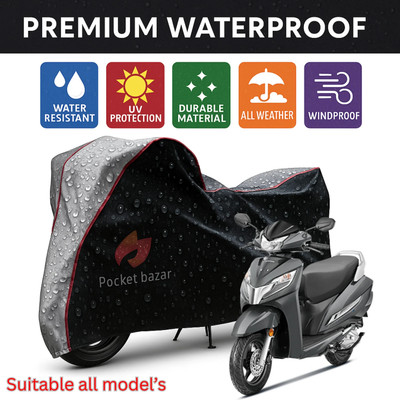 pocket bazar Waterproof Two Wheeler Cover for Honda(Activa 125, Black, Silver)