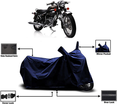 Amexride Two Wheeler Cover for Royal Enfield(Electra Delux, Blue)