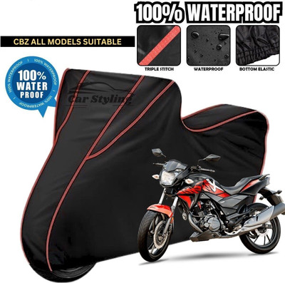CoverXpert Two Wheeler Cover for Hero(CBZ, Black, Red)