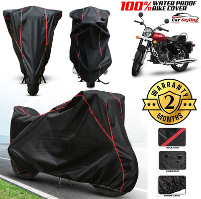 Car Styling Waterproof Two Wheeler Cover for Royal Enfield(Bullet 350, Black, Red)