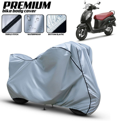 VOLTEMART Waterproof Two Wheeler Cover for Suzuki(Access 125, Silver, Black)