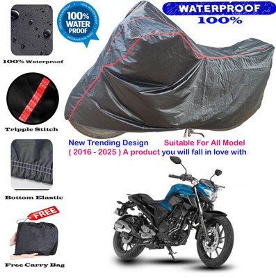 OliverX Waterproof Two Wheeler Cover for Yamaha(FZ16, Black, Red)