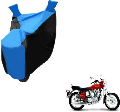 Mdstar Waterproof Two Wheeler Cover for Royal Enfield(Electra Delux, Black, Blue)
