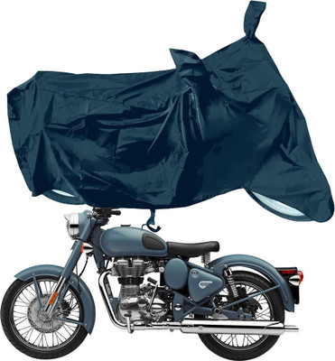 RiderShine Two Wheeler Cover for Royal Enfield(Squadron Blue, Black)