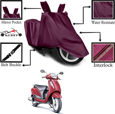 KEDIT Two Wheeler Cover for Suzuki(Access, Maroon)