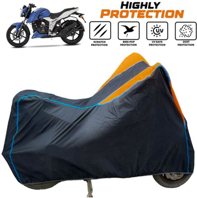 ZAQE Two Wheeler Cover for TVS(Apache RTR 160, Black, Orange, Blue)