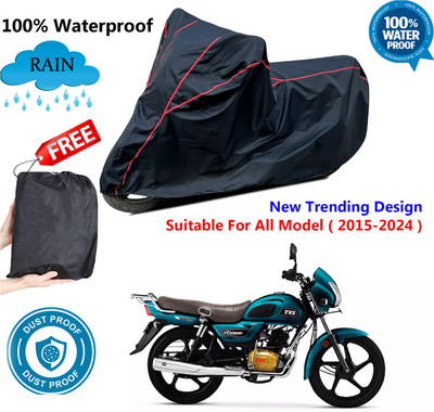AutoGalaxy Waterproof Two Wheeler Cover for TVS(Radeon, Black, Red)