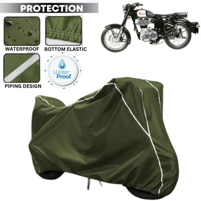 kerwa Waterproof Two Wheeler Cover for Royal Enfield(350, Green, White)