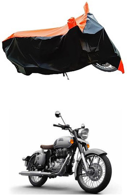 VESMEI Two Wheeler Cover for Royal Enfield(Classic Gunmetal, Orange)