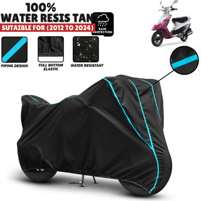 Mwiss Waterproof Two Wheeler Cover for TVS(Pep Plus, Black, Blue)