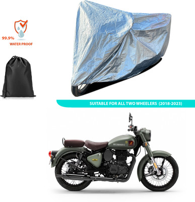 PAGORA Waterproof Two Wheeler Cover for Royal Enfield(Classic 350 Signals, Silver)