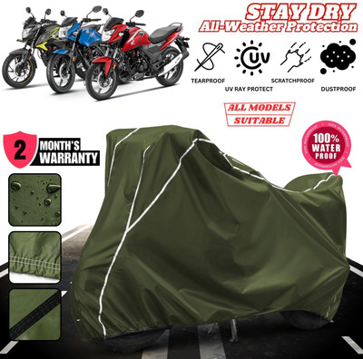 FBC Waterproof Two Wheeler Cover for Honda(Unicorn, Green, White)