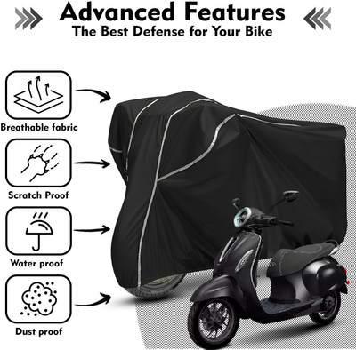Shiv Kanha Waterproof Two Wheeler Cover for Bajaj(Chetak, Black, White)